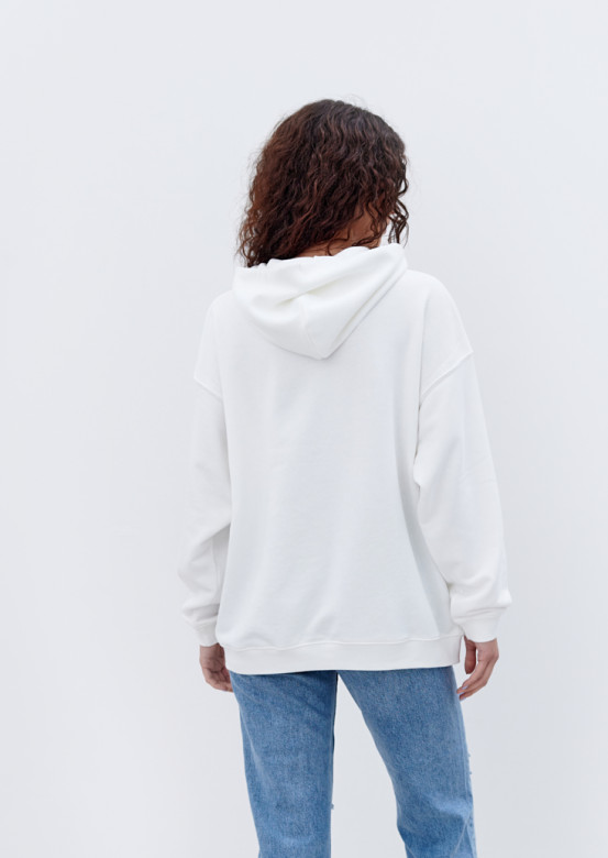 Milky colour three-thread hoodie